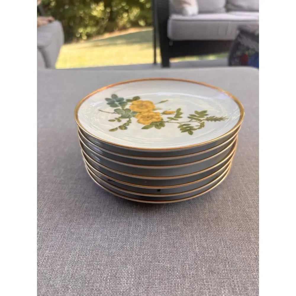7 Vintage Hutschenreuther Germany Roses Of Redoute Plates Hamilton Collection
